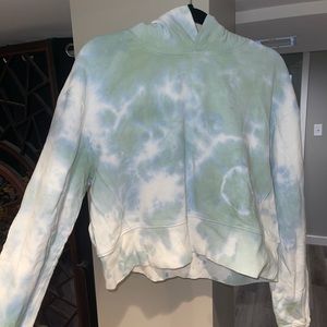 DANNIJO. Green & Blue Cropped Tie-dye Hoodie